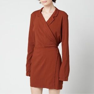 Free People Rich Brown Long Sleeve Wrap Dress